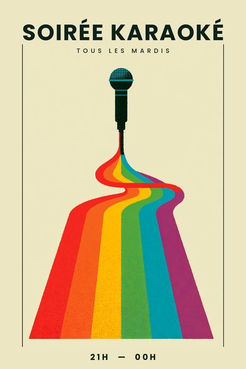 Affiche de la soirée karaoké du XS BAR, tous les mardis de 21h à minuit